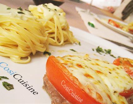 Escalopes à l’italienne et ses linguine aux 4 fromages